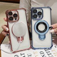 Coque de téléphone tendance avec support et placage pour iPhone 15 Pro Max 14 13 12 11, protection antichoc des quatre coins