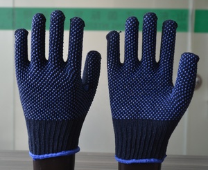 Gants en <span class=keywords><strong>maille</strong></span> <span class=keywords><strong>de</strong></span> coton CE bleu à pois légers <span class=keywords><strong>de</strong></span> 10 pouces à usage industriel - Product Image 2