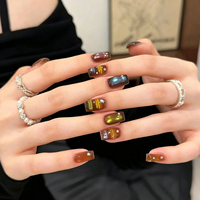 Collection de vernis à ongles magnétiques effet œil de chat, tons dorés, olive, vert foncé, mauve, bronze, ambre, scintillants magnétiques, 5 teintes, pour salon de manucure