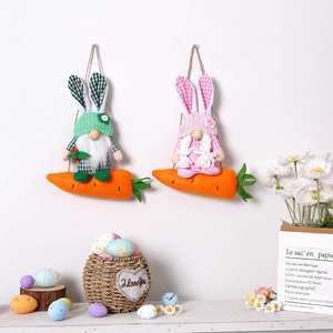 Nuevas decoraciones de Navidad y Pascua: Muñecos de peluche de conejo y zanahoria con lazo para colgar, adornos artesanales personalizados sin rostro. - Product Image 2