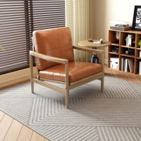 Fauteuil de salon confortable en bois d'hévéa avec accoudoirs gravés, chaise de jeu de société résistante aux rayures, chaise Hank