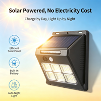 Lampe murale solaire LED IP65 étanche, batterie 800mA, détecteur de mouvement, 3 modes, lumière de sécurité pour extérieur, jardin, entrepôt