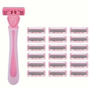Women's Manual Razor 6 Blade Stainless Steel Pink Body Shaver Razor For Whole Body Use - Product Image 2