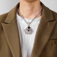 Hip Hop Iced Out Singe Gorille Pendentif Colliers Bling Strass En Acier Inoxydable Corde Chaîne Rappeur Hommes Bijoux