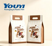 Sac d'emballage alimentaire pour animaux de compagnie de qualité alimentaire avec poignée de transport et fermeture éclair, design personnalisé imprimé pour l'emballage de nourriture pour chiens