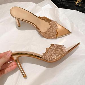 Youth Elegance Bright Colors Women's Summer Temperament <b>Sandals</b> Open Back Pointed Ankle Straps Outdoor <b>Sandals</b> with Heels - Product Image 6