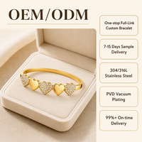 Assortiment de bracelets à breloques personnalisés en acier inoxydable, zircon et plaqué or 18 carats, motifs cœur, queue de baleine, papillon et coquillage, pour femmes