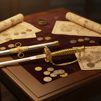 Espada Masónica de Metal Plateado de Alta Calidad, Grabada y Tallada, Juguetes de Espada de Películas Populares, Herramienta de Cosplay, Regalo de Fiesta para Niños