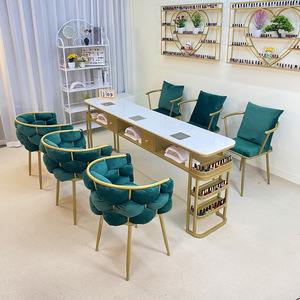 Ensemble table et chaise de salon de manucure moderne multifonctionnel avec aspirateur haute puissance, bureau double, style luxueux - Product Image 5