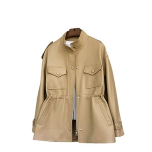2025 New Winter <strong>Women</strong> Premium <strong>Petite</strong> Genuine Sheepskin Leather Hooded Windproof <strong>Trench</strong> <strong>Coat</strong> Fitted Waist Regular Length - Product Image 5
