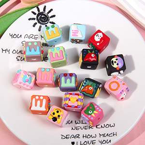 Dessin animé mat peint à la main acrylique perle en vrac Lucite chaîne de téléphone portable bricolage accessoire mixte stylo perle - Product Image 2