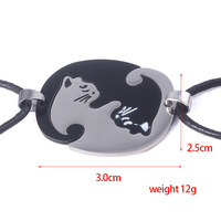 ZRM Klassieke witte, zwarte en gouden zilveren kattenhanger puzzel bijpassende touwketting voor koppels, geliefden, Valentijnsdag