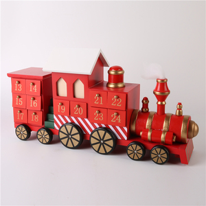 Calendrier de l'Avent en bois naturel écologique Chiding Unique, couleur naturelle, train, camion, décoration de la maison, 42x10x12cm - Product Image 4