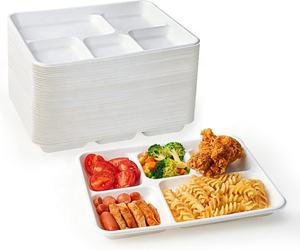 <span class=keywords><strong>Assiette</strong></span> à bagasse jetable recyclable à compartiment <span class=keywords><strong>assiette</strong></span> à 6 grilles plateaux en papier jetables en <span class=keywords><strong>fibre</strong></span> <span class=keywords><strong>de</strong></span> <span class=keywords><strong>canne</strong></span> - Product Image 1