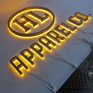 Letrero Led retroiluminado para publicidad, Logo de la empresa, de acero inoxidable, para exteriores, más brillante, precio al por mayor