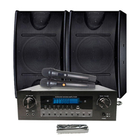Speaker Pasif 8 inci 200W*2+200W, 2 Mikrofon, dan Remote Control, Sistem Karaoke Amplifier HiFi Metal untuk Rumah