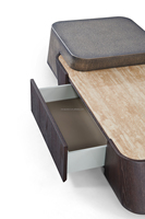 Table basse en marbre naturel de style italien, table centrale de rangement en acier inoxydable bronze antique, table basse de luxe