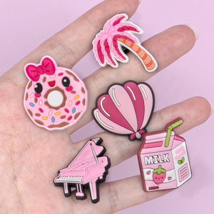 Adornos de Zapatos Rosados para <span class=keywords><strong>Crocs</strong></span>, Broches Estéticos para Zapatos de Niñas y Mujeres, Decoraciones de PVC para Sandalias, Pulseras y Regalos para Fiestas - Product Image 3