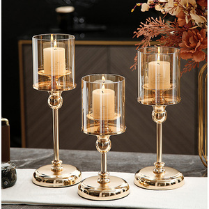 Lampu Lilin Dekorasi Emas Mewah Gaya Nordik untuk Dekorasi Makan Malam Romantis dengan Cahaya Lilin, Dekorasi Pernikahan, Tempat Lilin - Product Image 4