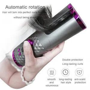 Mini Usb Rechargeable Auto Cordless Rotating Magic Hair Curling Iron Wireless Electric Automatic Hair Curler
