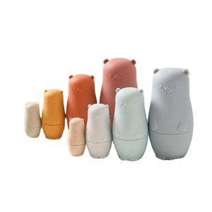 Oso de silicona tradicional para niños, juguete educativo apilado, colgante circular, muñeca anidada de grado alimenticio, juguete, regalo de cumpleaños para niños pequeños - Product Image 1