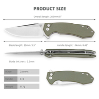 Couteau pliant EDC à manche G10, couteau de poche multi-usage, couteau de survie pour le camping et les activités de plein air