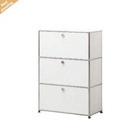 Moderno y Lujoso Mueble de Almacenamiento Modular de 3 Niveles de Acero Inoxidable Estilo Bauhaus, Aparador para Sala de Estar, Hogar u Hotel