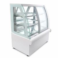 Lemari Display Pemanas Makanan Kaca Lengkung Komersial 220V, Showcase Roti Berpemanas dengan Rak Kaca Temper