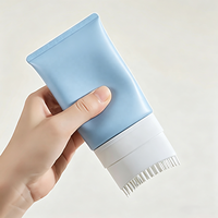Tube applicateur en plastique plat de 150g pour soin du cuir chevelu, peigne massant pour masque capillaire, après-shampoing et tonique capillaire