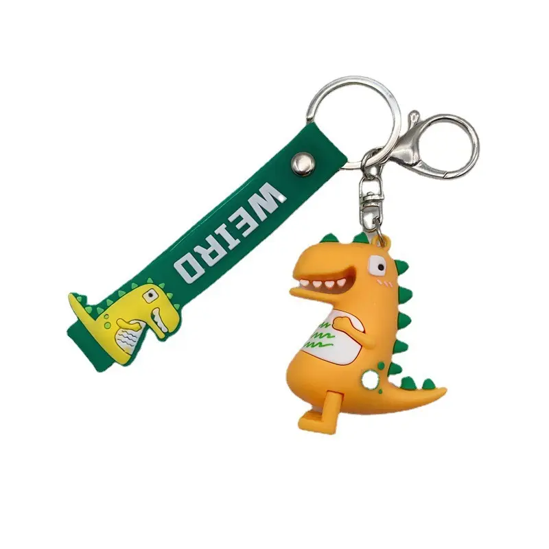 2023 Customized 3D Soft PVC Rubber Keychains Cartoon Anime Dinosaur Car Pendant Key Chain Car Bag Pendant Key Ring Gift for Kids