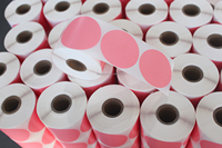 Cercle de couleur rose 60x60mm 500 pièces rouleau d'étiquettes autocollants de transfert thermique rond merci cercle autocollant rond