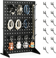 Présentoir de comptoir en métal perforé avec crochets pour exposition artisanale, magasin de détail, porte-clés et bijoux