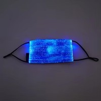 Masque facial plat lumineux à LED bleues, plissé, scintillant, réutilisable, pour festivals et Halloween