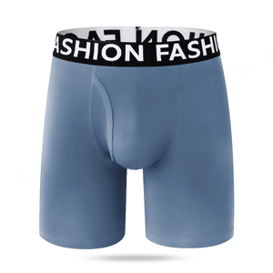 Bóxer de bambú de primera calidad, ropa interior con logotipo grande, venta al por mayor, calzoncillos bóxer de pierna larga transpirables con parte delantera abierta de tiro medio, Calzoncillos Bóxer personalizados para hombre - Product Image 2