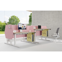 Poste de travail intelligent électrique réglable en hauteur pour 2 personnes, bureau assis-debout avec rail d'accessoires, mobilier de bureau personnalisable OEM en gros