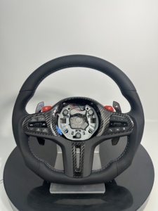 Volant sport en cuir Alcantara Nappa, fibre de carbone forgée, texture de cuir blanc personnalisée pour <span class=keywords><strong>BMW</strong></span> X <span class=keywords><strong>M</strong></span> Series F G Chassis - Product Image 3