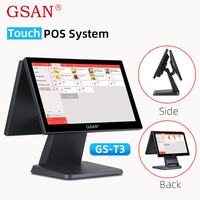 Sistema POS Táctil Ultrafino para Comercios GSAN, Sistema POS Todo en Uno con Pantalla Táctil de 15.6 Pulgadas para Restaurantes, Máquina Punto de Venta con Windows