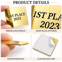 Plaque de nom en aluminium poli miroir doré personnalisée, autocollante, plaque de récompense, étiquette de logo métallique pour trophée, boîte cadeau