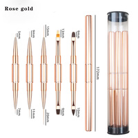 Logo personnalisé 5 pièces/ensemble à double extrémité outils d'art des ongles pinceaux de doublure professionnels dessin à rayures UV Gel peinture stylo de manucure