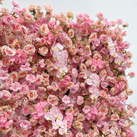 Rosa Rosen-Blumenwand Künstlicher Hochzeitshintergrund Deko Hochzeitsfeier Requisite Dekoration Hintergrund Künstliche Blumenwand