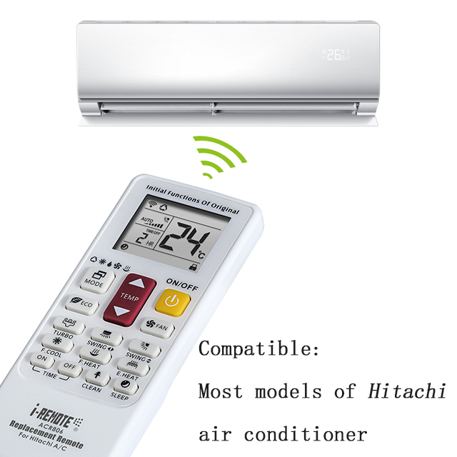 I-REMOTE ACR806 Fixed Code Plastic Air Conditioner Controller Smart IR Remote Control Replacement for Hitachi