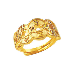 風水リングシルバーメッキ5人の皇帝コインオープンリング男性女性 - Product Image 6