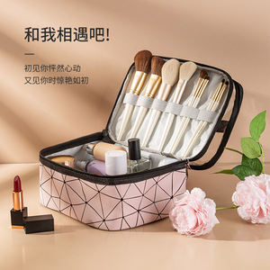 Cosmetic Bag Double Layer Waterproof PVC <b>Storage</b> Travel <b>Toiletry</b> Case Green Pink Black Silver Blue - Product Image 3