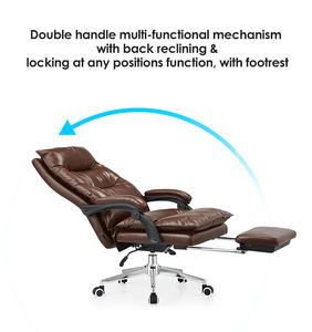 Sedia da Ufficio Girevole in Pelle Impermeabile, Poltrona Direzionale Ergonomica con Poggiapiedi per Manager - Product Image 4