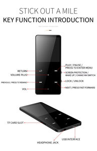 Mini Reproductor MP3 MP4 con Pantalla Táctil de 1.8 Pulgadas, Compatible con Tarjeta TF, USB 2.0, Formato de Audio WAV - Product Image 2