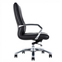 Chaise de bureau ergonomique pivotante à dossier haut - Chaise de conférence et de direction en cuir noir avec accoudoirs en cuir Western Arch
