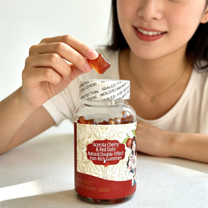 Gomitas Frutales Naturales de Doble Efecto, Ricas en Hierro y Sin Azúcar, con Cereza Conífera y Dátil Rojo, 60 Piezas por Botella - Product Image 2