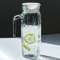 Carafe en verre pour eau froide et thé, avec couvercle et poignée, pour la maison et l'hôtel, prix usine en gros, emballée en boîte