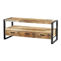 Table basse carrée en bois Manmohan avec pieds en métal, design rustique moderne, durable et facile à nettoyer, meubles de salon