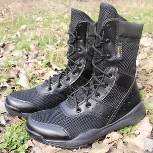 รองเท้าบูทผู้ชาย ระบายอากาศได้ดี เหมาะสำหรับฤดูร้อน เดินป่า ฝึกยุทธวิธี รักษาความปลอดภัย สวมใส่ทำงาน พื้นเตี้ย สีดำ - Product Image 3